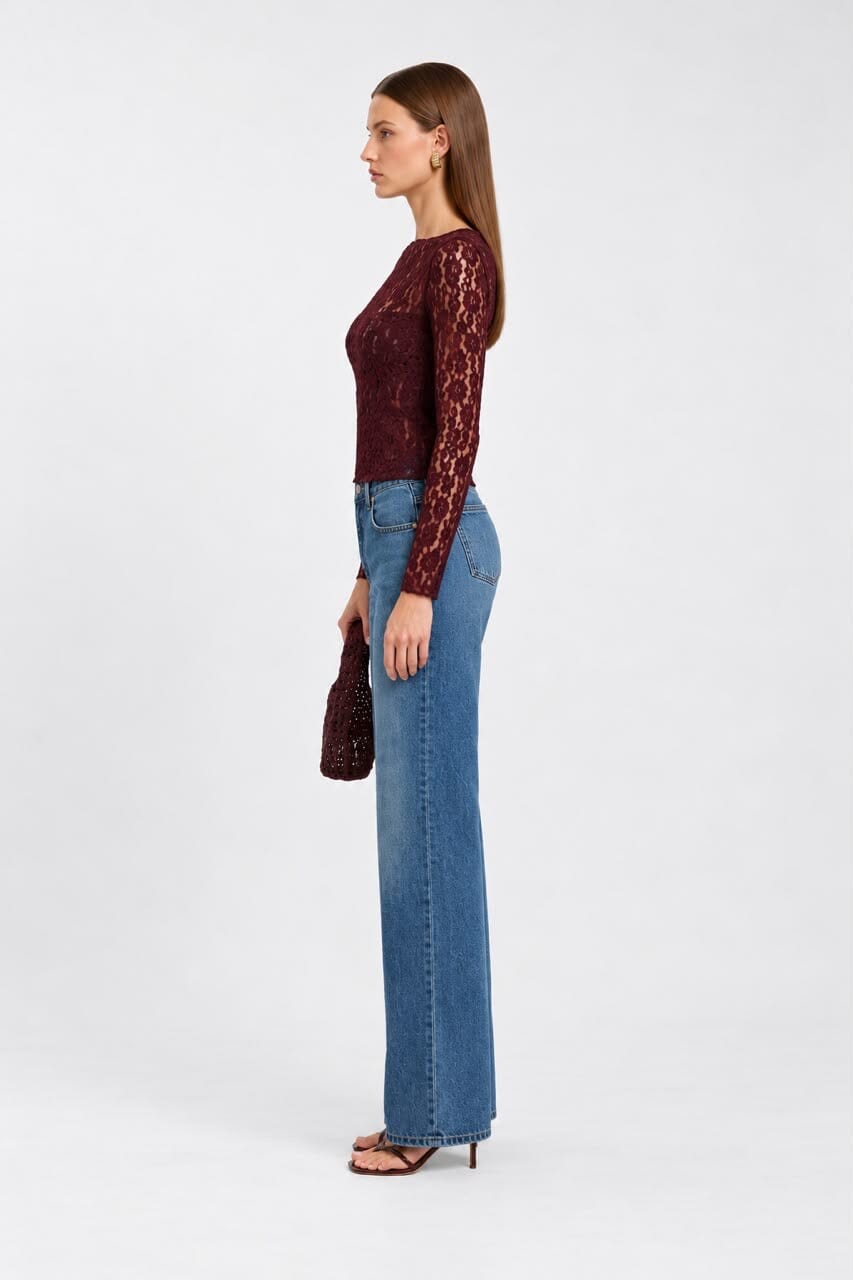 THE MORO LACE TOP - BORDEAUX Tops & Jumpers Fizzi 