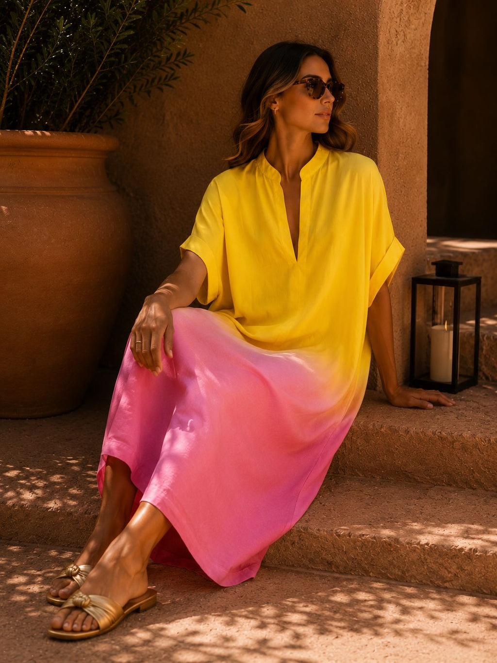 THE SUNSET DRIFT DRESS - SUNSHINE FADE Dresses Neline 